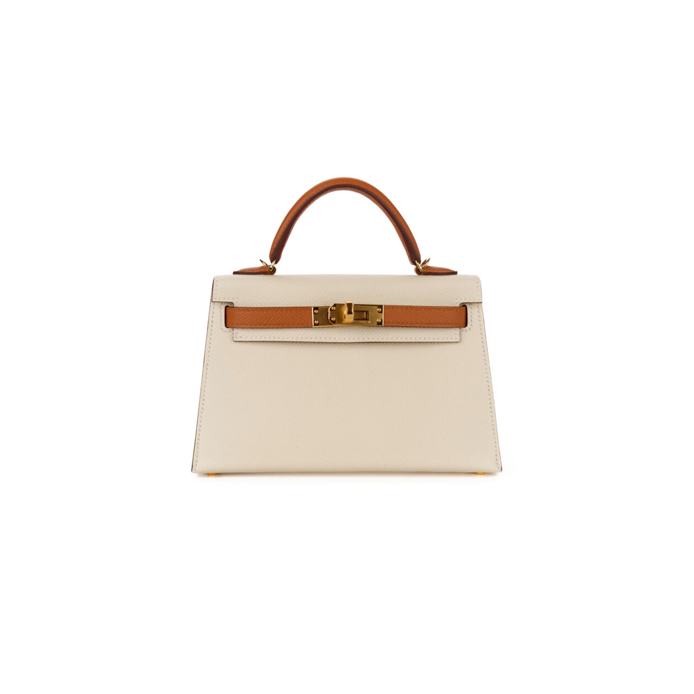 H**mes mini kelly ii cream white epsom gold hardware (19*12*5.5cm)